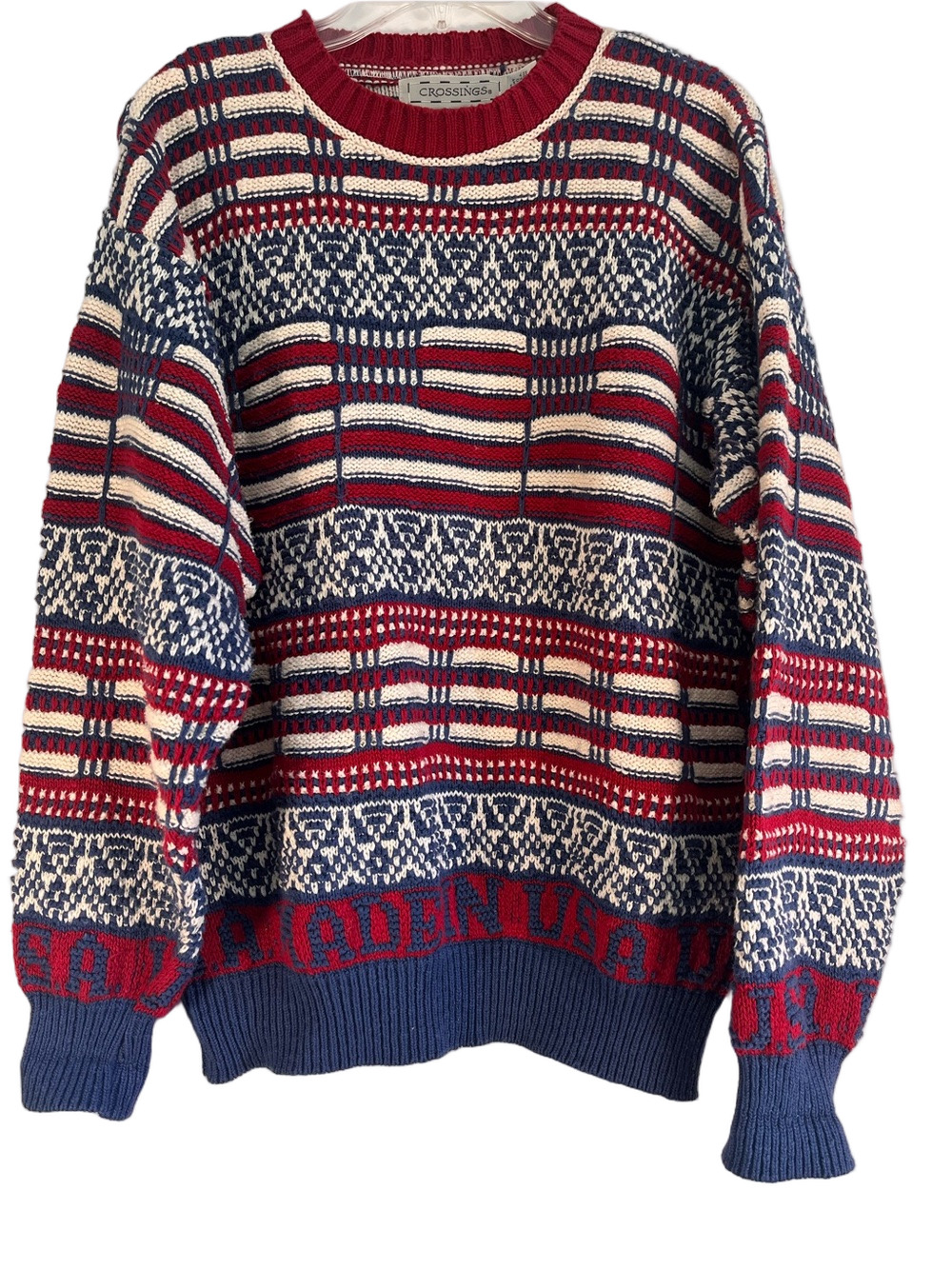 Vintage Crossings Men's Cotton Crewneck Red, White & Blue Made USA 4th July